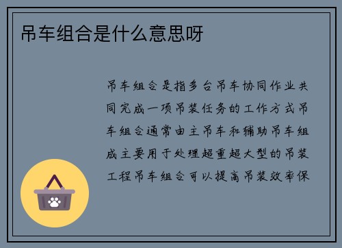 吊车组合是什么意思呀